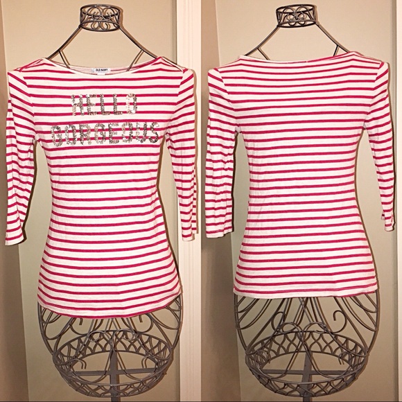 Old Navy Tops - “Hello Gorgeous” 😻👋 Striped T-Shirt